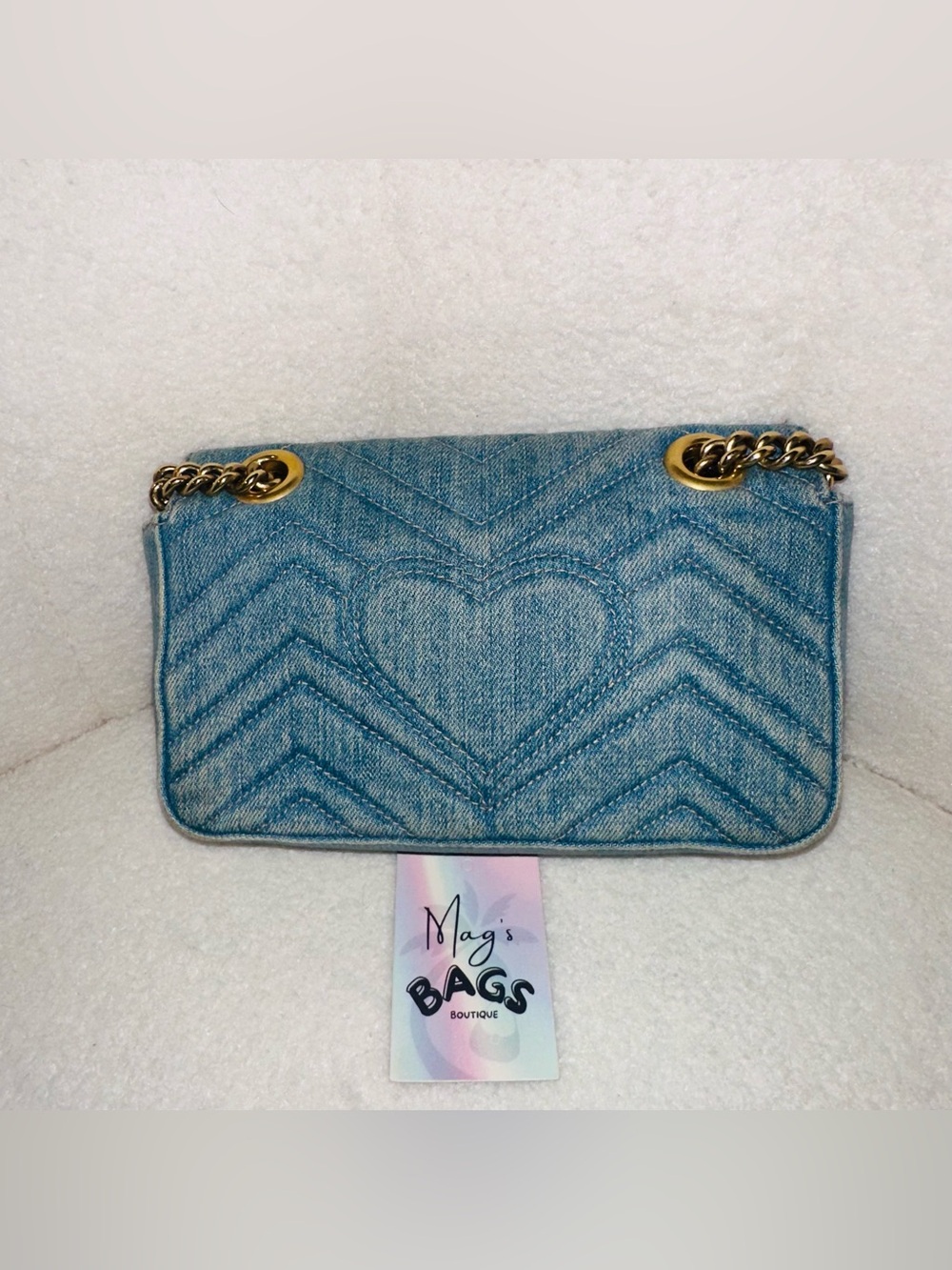 Gucci: Denim GG Pearl Marmont Quilted Matelasse Limited Edition Crossbody - Picture 6 of 16
